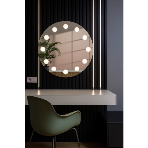 Okrągłe lustro do toaletki z podświetleniem LED - HOLLYWOOD